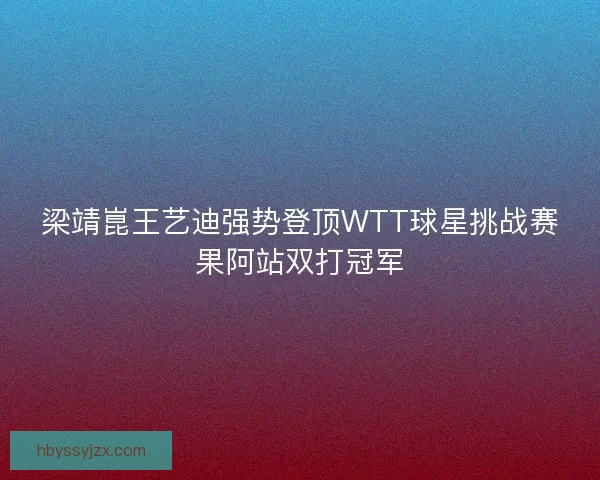 梁靖崑王艺迪强势登顶WTT球星挑战赛果阿站双打冠军