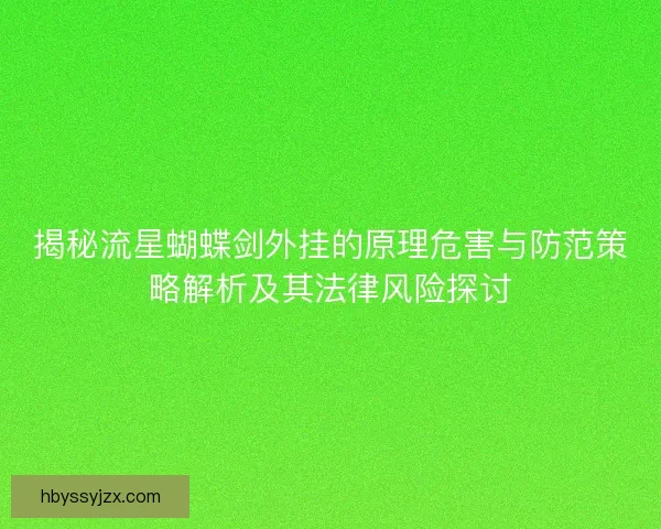 揭秘流星蝴蝶剑外挂的原理危害与防范策略解析及其法律风险探讨 揭秘流星蝴蝶剑外挂的原理危害与防范策略解析及其法律风险探讨